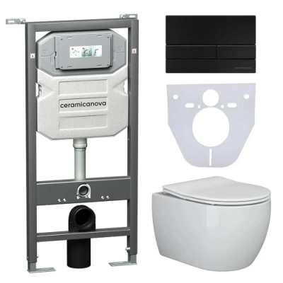 Комплект инсталляция унитаз кнопка Ceramica Nova CN3001_1002B_1000