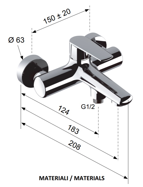 Смеситель для ванны Remer Vanity  V05