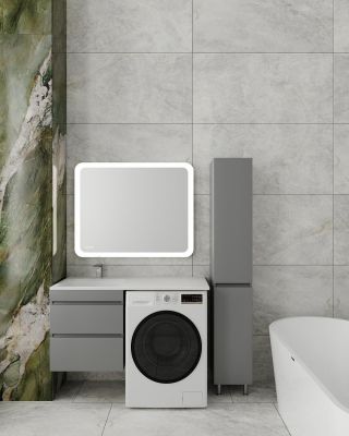 Тумба подвесная STYLE LINE "Даллас 115" Люкс Плюс серая с раковиной Даллас 1150*480 левый