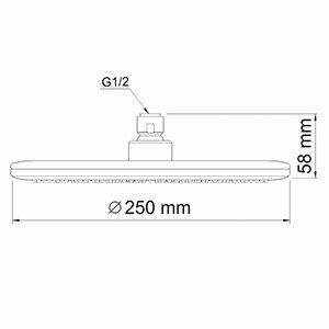 A030 Верхняя душевая насадка Размеры (Ш/В/Г): 25х5,8х25 см