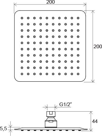 X07P334 Насадка для душа Ravak 200x200 мм