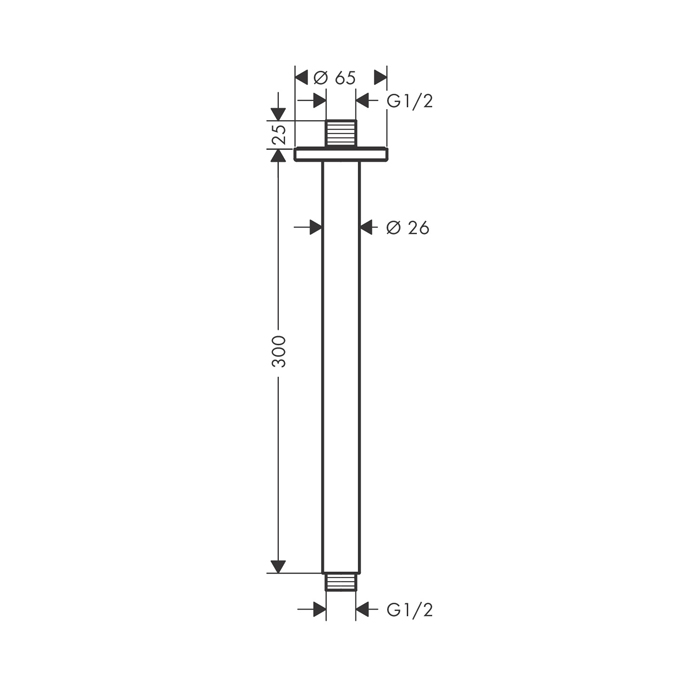 Hansgrohe Vernis Blend Потолочный держатель 300 мм, цвет:  матовый черный 27805670
