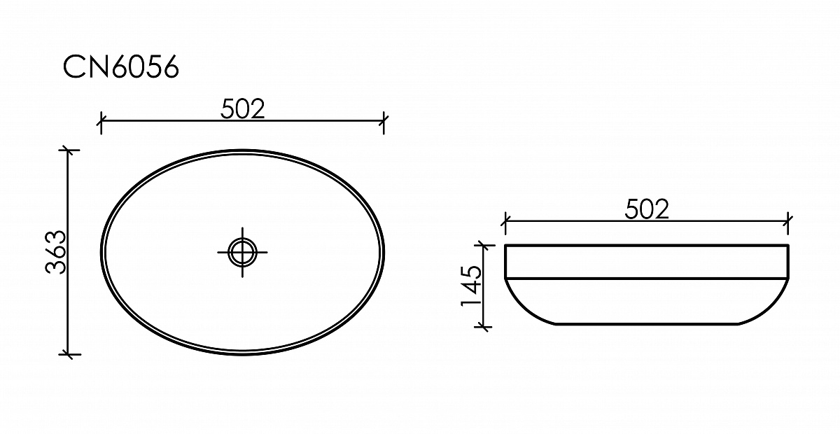 Умывальник чаша накладная овальная Element 502*363*145мм CN6056