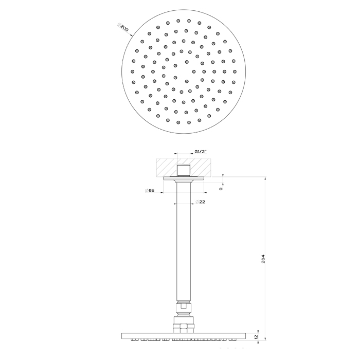 Gessi Inciso Потолочная душевая головка шарнирная на 1/2, Ø 200 мм, цвет: finox 58152#149