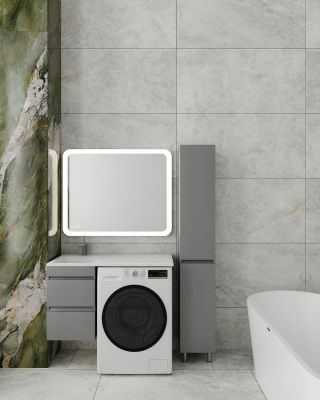 Тумба подвесная STYLE LINE "Даллас 100" Люкс Плюс серая с раковиной ESTETUS Даллас 1000*480 левый