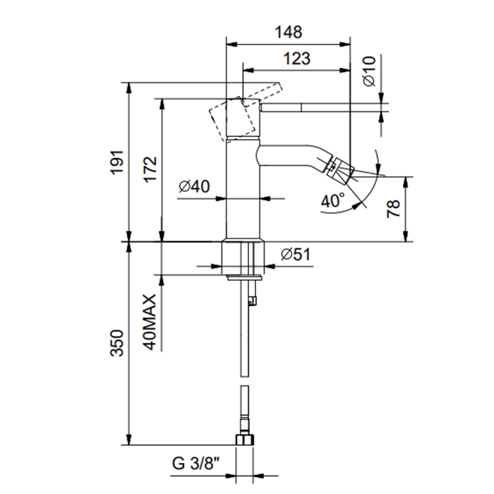 Fantini Nostromo Смеситель для биде, на 1 отв., цвет: черный матовый 50 13 E808WF