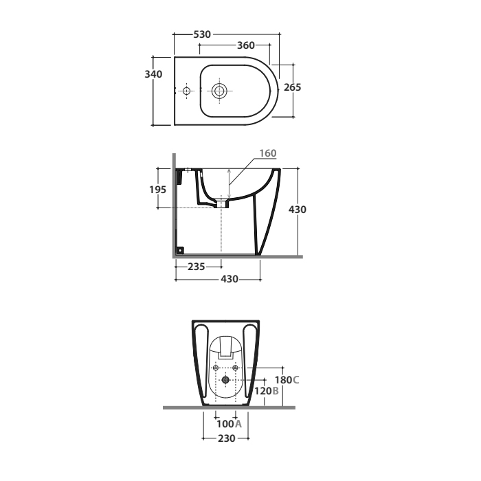 Globo Mode Биде напольное 53х34х43 см, цвет: белый
