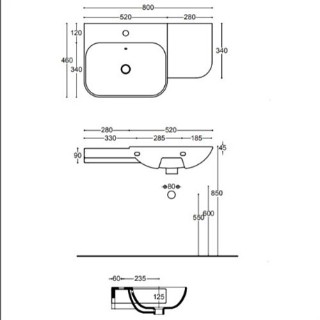 40820 Althea Cover раковина подвесная 80x46