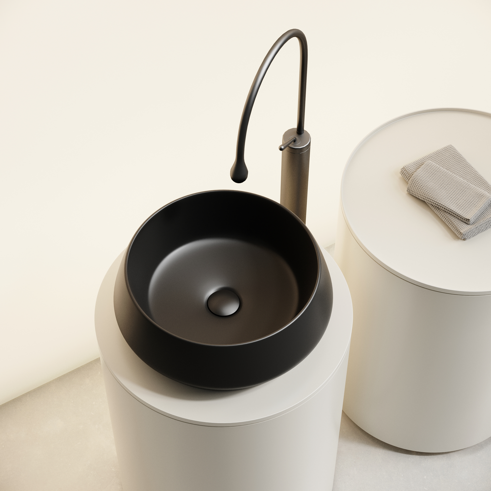 CN12004MB Ceramica Nova Раковина CERAMICANOVA Maya накладная круглая d400, черный матовый CN12004MB