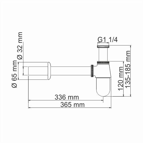 Wasserkraft A095 Сифон для раковины Размеры (Ш/В/Г): 6,5х18,5х36,5 см