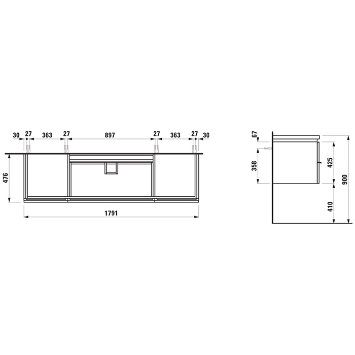 8.1643.8.000.104.1 Laufen Living Square раковина керамическая для Тумбы 180*48
