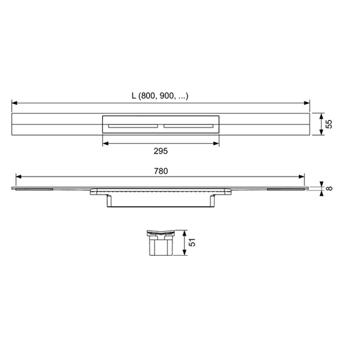 TECE Профиль для душа TECEdrainprofile, 900 мм, PVD Polished Red Gold 670913