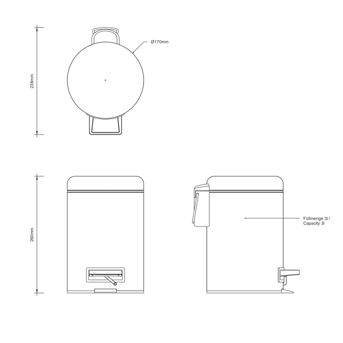 615770 Decor Walther Universal Ведро с педалью, цвет: Сталь полированная