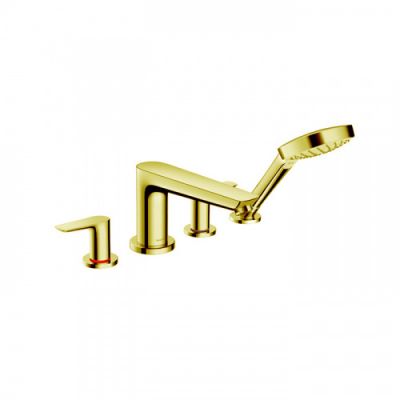 Hansgrohe Talis E Смеситель на борт ванны, на 4 отв, с ручным душем, излив 196мм, цвет: золото 71748990