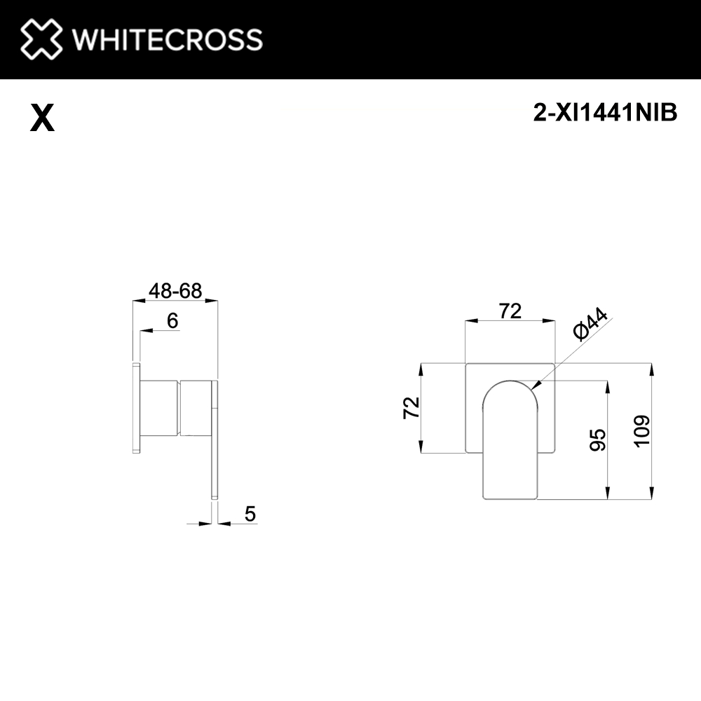 Внешняя часть смесителя на 1 потребитель WHITECROSS XI1441NIB (брашированный никель)