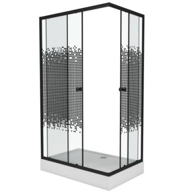 Niagara Eco Душ. уголок NG-012-14Q BLACK(1200х800х1950) низкий поддон(13см) стекло мозаика,