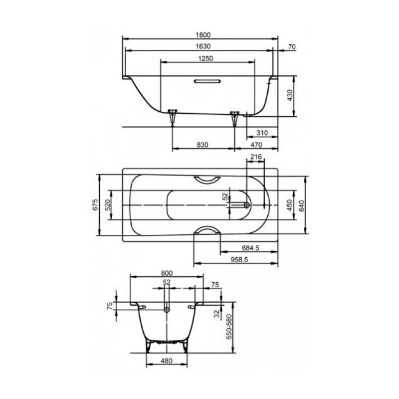 Ванна стальная 180x80 Kaldewei SANIFORM PLUS STAR 337 Standard