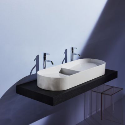 Laufen Sonar Раковина 100x37х13 см, без отв., двойная, без перелива,с наружным декором, цвет: белый 8.1234.9.000.112.1