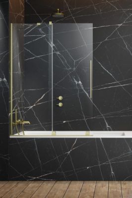 Шторка на ванну 100 см Radaway FURO BRUSHED GOLD PND II раздвижная профиль золото, левая