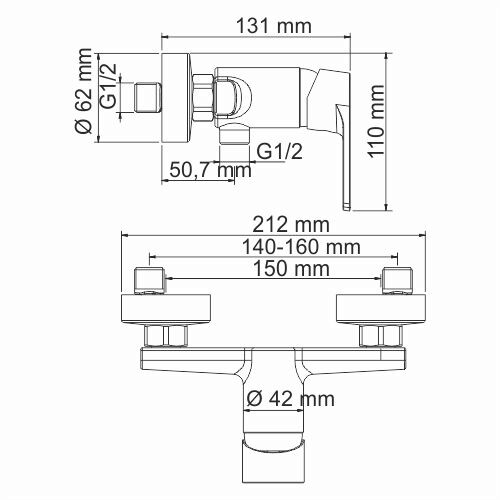 Dill 6102 Смеситель для душа Размеры (Ш/В/Г): 21,2х11х13,1 см
