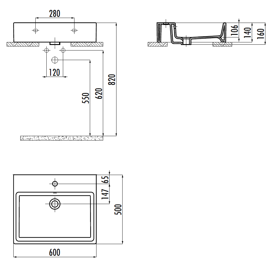 CREAVIT Раковина NX260 (50*60 см) NX260-00CB00E-0000