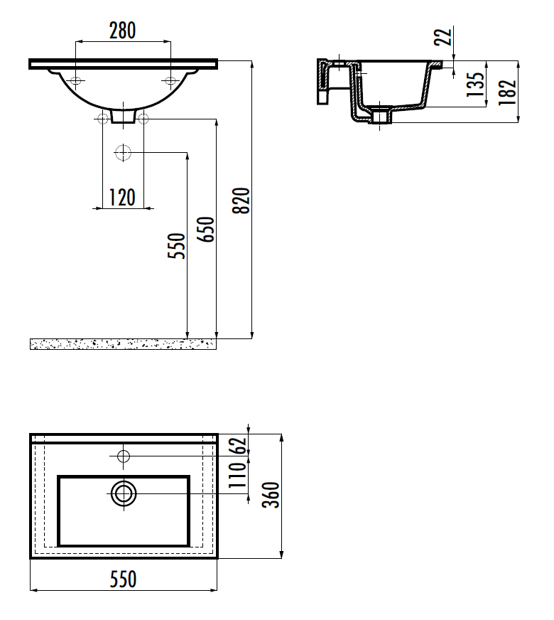 CREAVIT Раковина SU055 (36*55см) SU055-00CB00E-0000