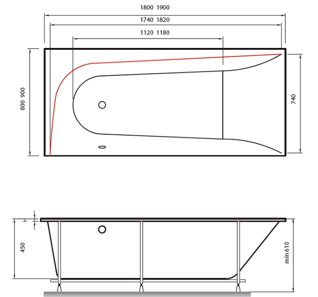 Ванна акриловая Vayer boomerang 180x80 правая