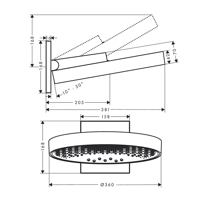 Hansgrohe Rainfinity Верхний душ 360 3jet, цвет:  шлифованная бронза 26234140