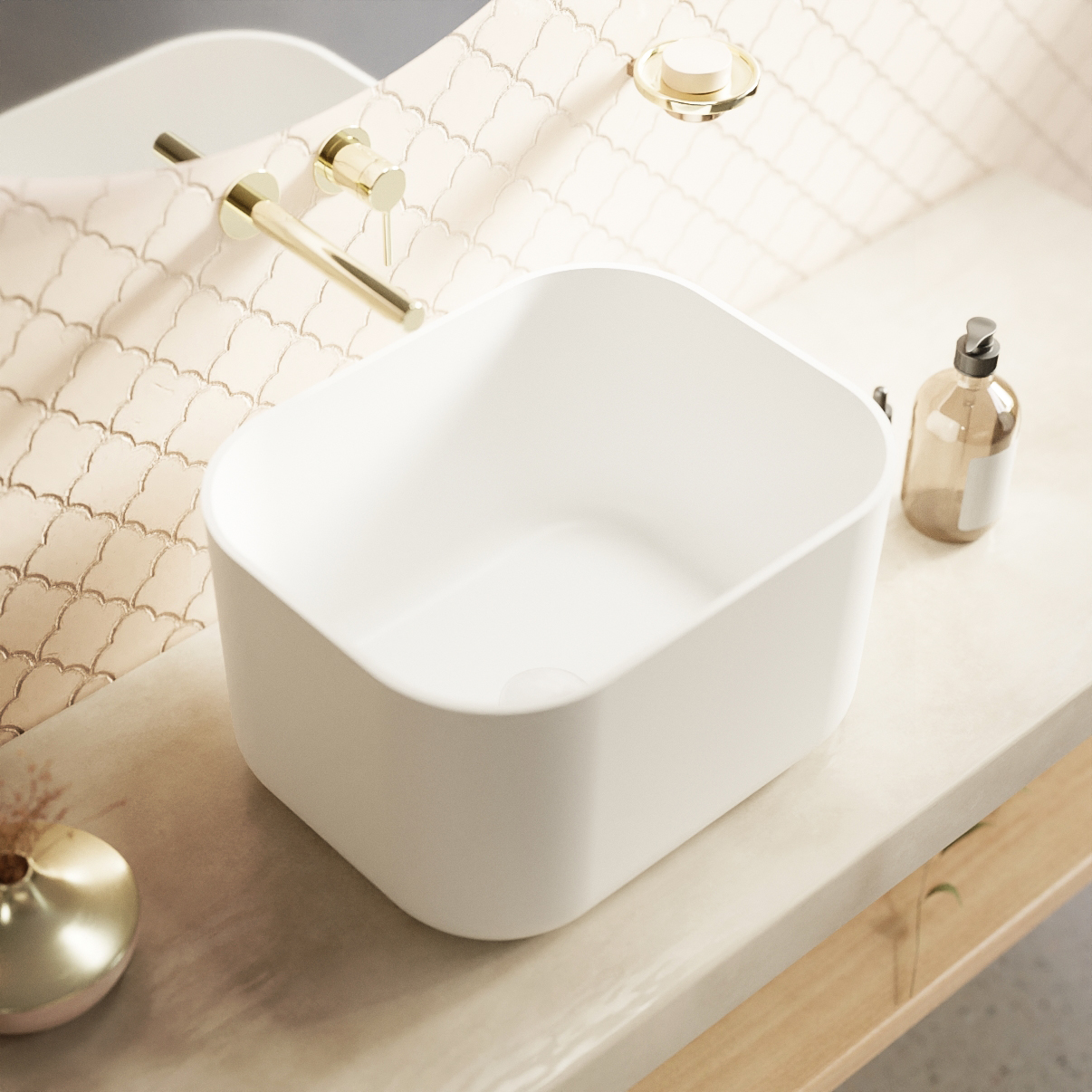Умывальник WHITECROSS Lazurit 50x40 (белый мат) иск. камень