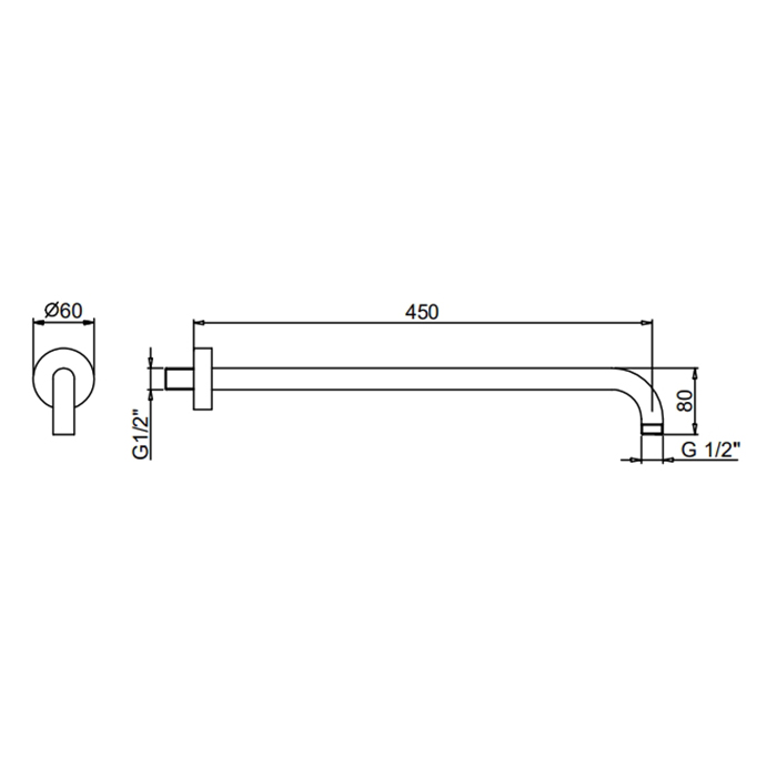 Fantini Venezia Держатель верхнего душа 450 мм., настенный, цвет: Matt Gun Metal PVD 86 P5 8028