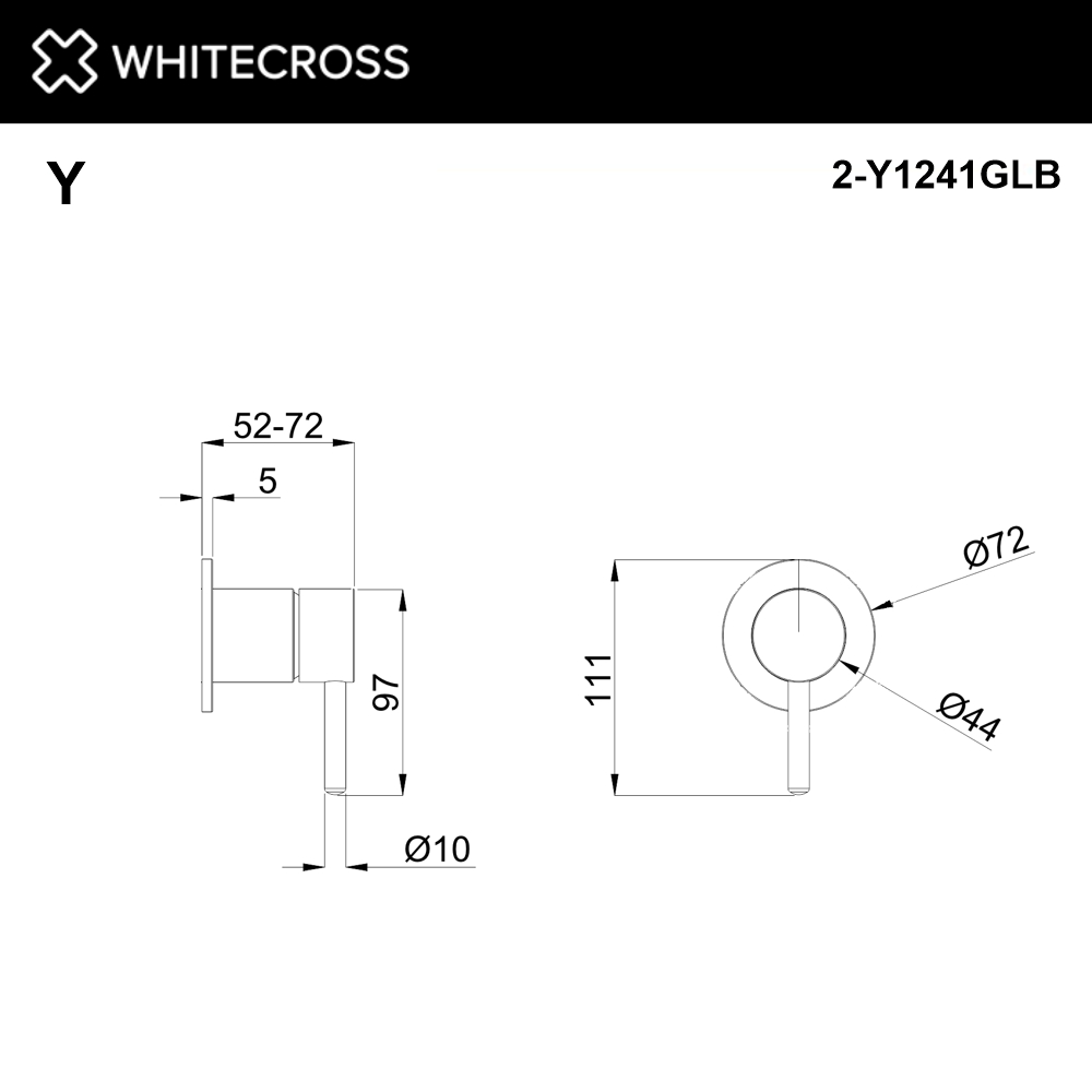 Внешняя часть смесителя на 1 потребитель WHITECROSS Y1241GLB (брашированное золото)