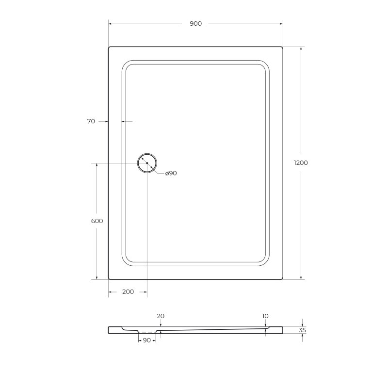 Cezares TRAY-M-AH-120/90-35-W Поддон SMC 90x120 см