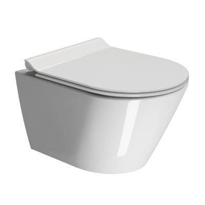 Унитаз подвесной 50 см. безободковый GSI KUBE X 9412FR511 GeniusFlush, белый глянец