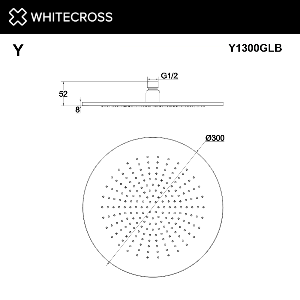 Верхний душ WHITECROSS D=30 см Y1300GLB (брашированное золото)