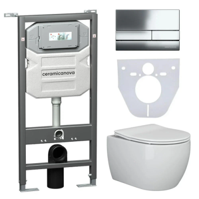 Комплект инсталляция унитаз кнопка Ceramica Nova CN3001_1002CH_1000