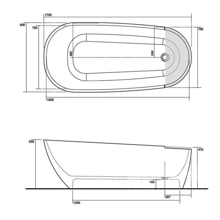 Kerasan Aquatech Ванна отдельностоящая 170х70см., цвет: белый 375001