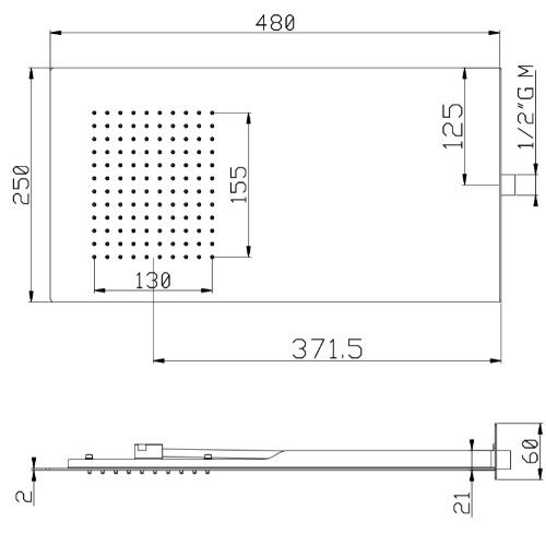 IF042_05Q AQUAelite Встроенный смеситель для душа + душевой гарнитур + верхний душ