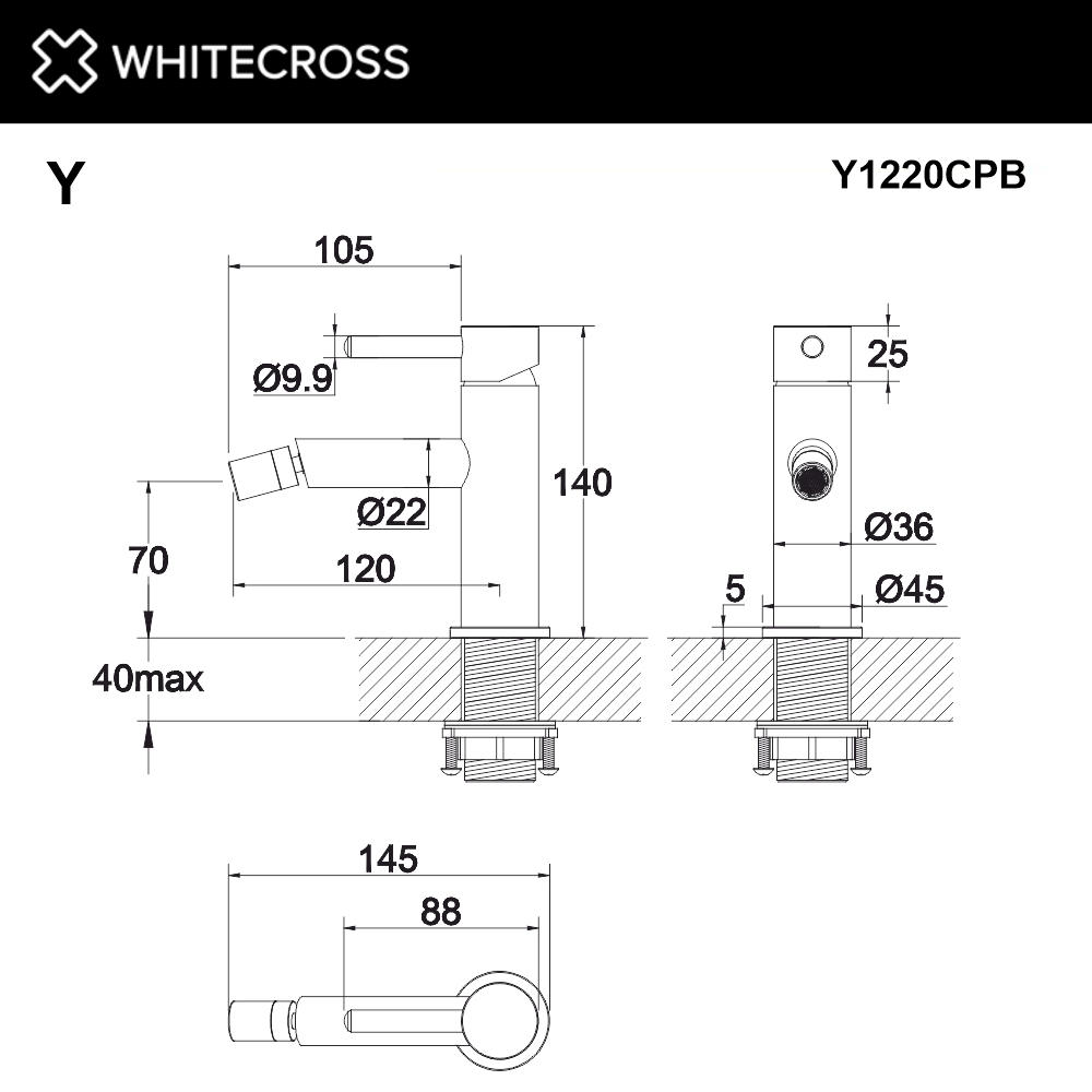 Смеситель для биде WHITECROSS Y1220CPB (брашированная медь)