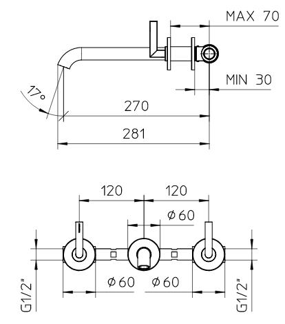 64325210+99572502 Palazzani Formula встроенный смеситель для раковины, хром