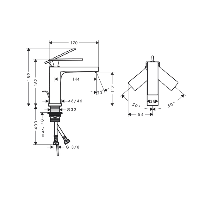 73010700 Hansgrohe Tecturis E Смеситель для раковины 110, однорычажный, со сливным гарнитуром, цвет: матовый белый