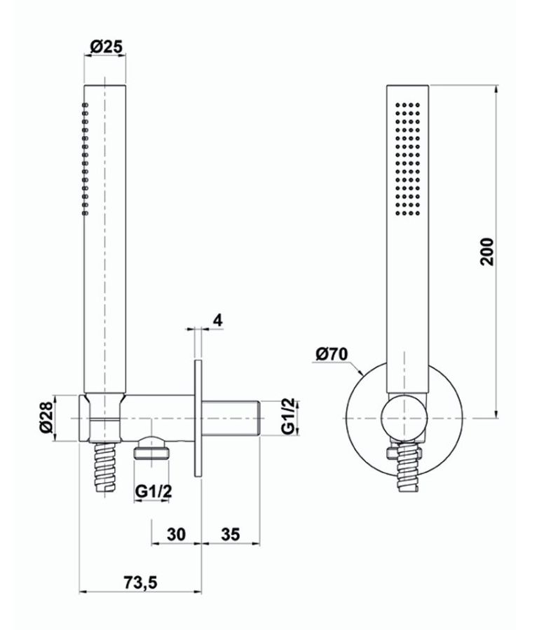 MIBD011RO/C97 Oioli Micro, душевой комплект на 2 потребителя: с круглым верхним душем Ø25 см, цвет оружейная сталь