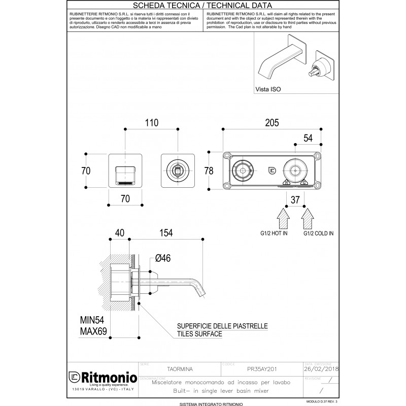 Смеситель для раковины Ritmonio Taormina PR35AZ201CRL+PR35MA101CRL хром