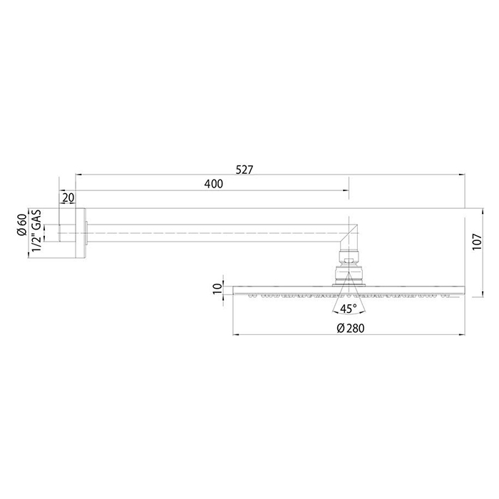 Bossini Верхний душ Cosmo d 280 mm с кронштейном 400 mm, хром H70596I.030