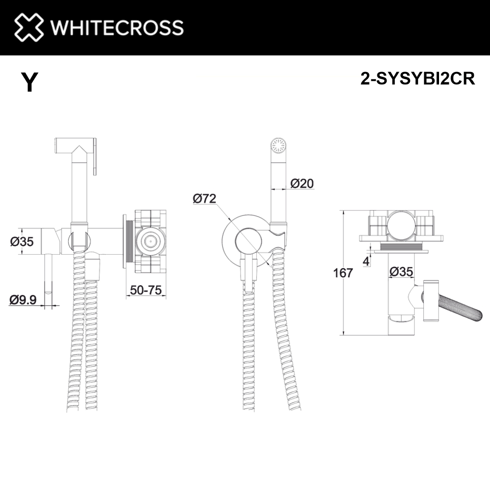 Смеситель с гигиенической лейкой, встроенный WHITECROSS SYSYBI2CR (хром)