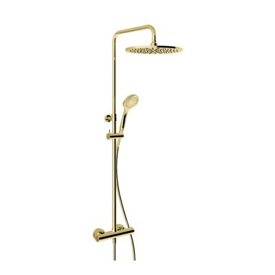 35177#246 Gessi Minimalistic Shower  Душевая стойка с термостатическим смесителем, верхним душем Ø300 мм., ручным душем и шлангом 1500 мм, цвет Gold PVD