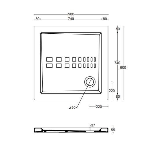 40250 Althea ITO душевой поддон 90х90, 5,5 см
