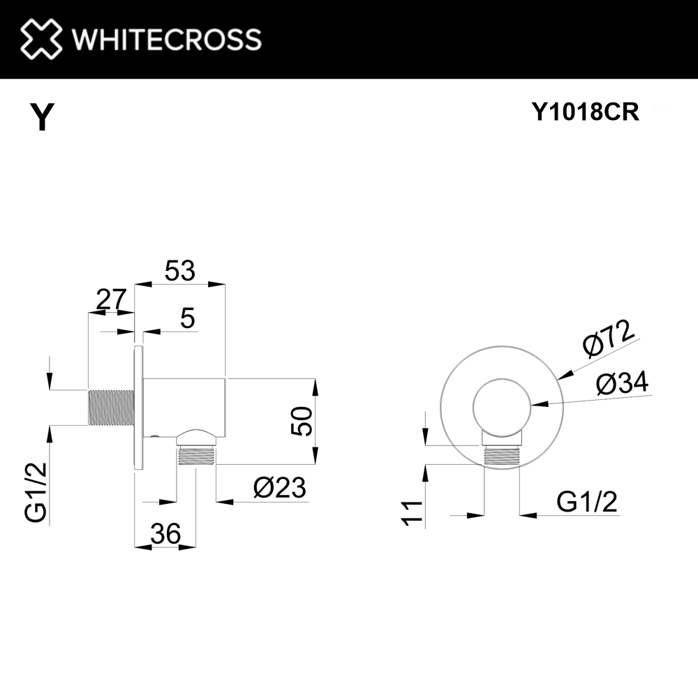 Угловой соединительный элемент WHITECROSS Y1018CR (хром)