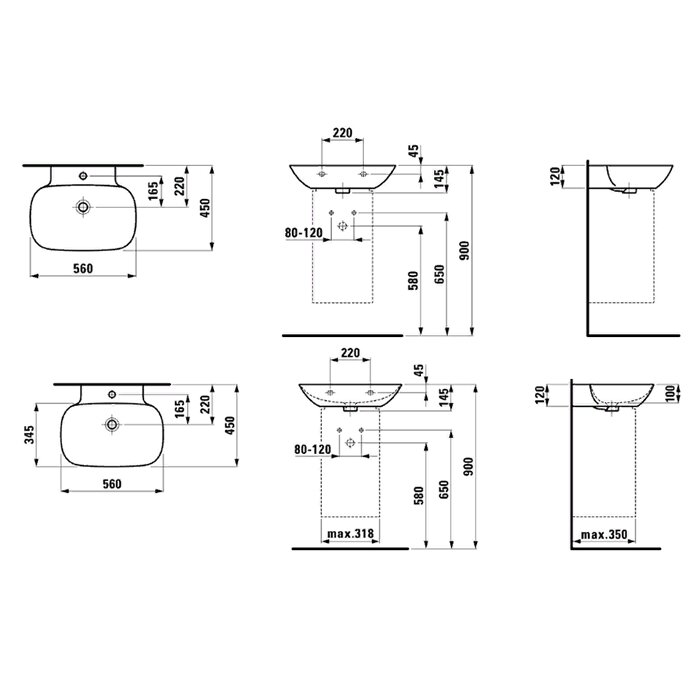 Laufen INO Раковина 56х45х12 см, 1 отв., цвет: белый 8.1030.2.000.104.1