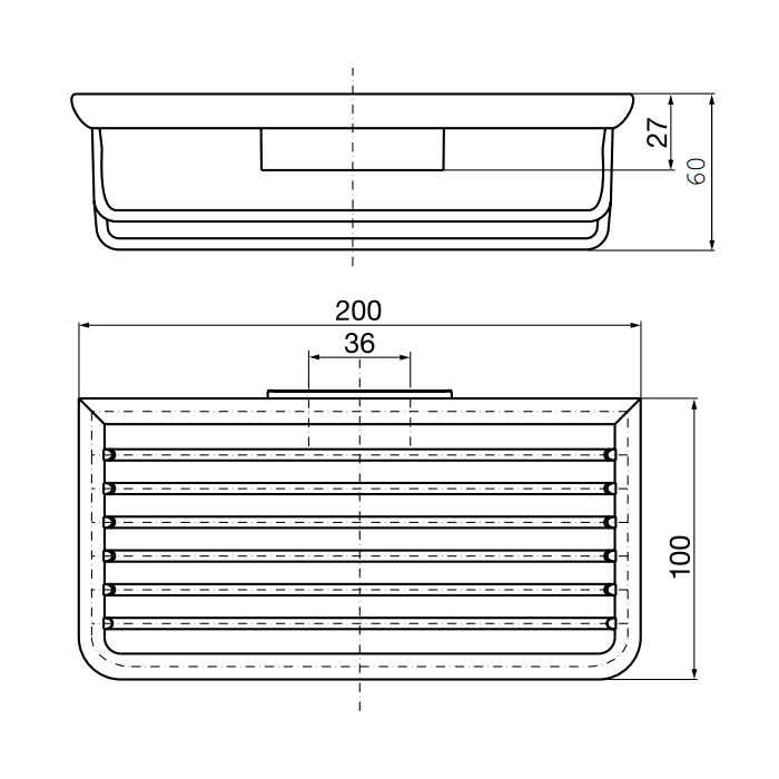 EMCO System2 Полочка-решетка, съемная, 200x100x60мм, подвесной, цвет: хром 3545 001 04