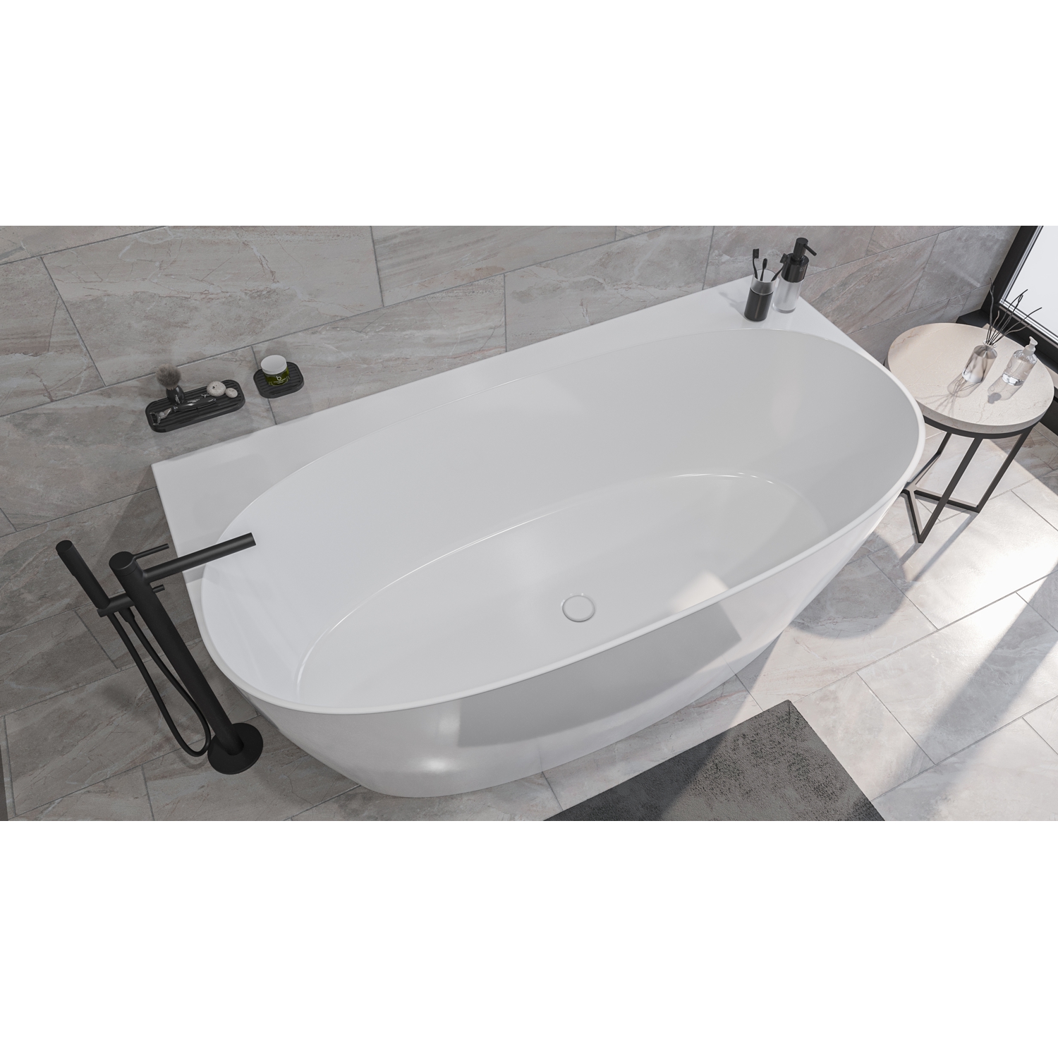 Ванна WHITECROSS Pearl A 155x80 (белый глянец) иск. камень